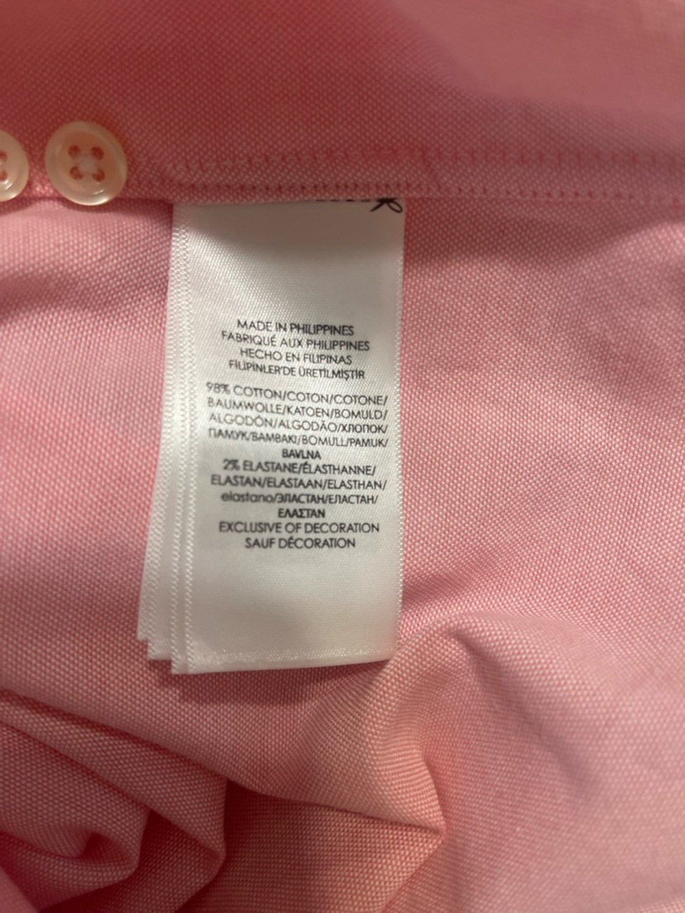 Ralph Lauren Slim Fit Stretch Oxford Pink Shirt Medium NWT - Picture 4 of 4